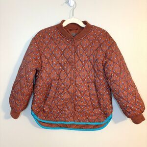 ZARA Girl's Floral Quilted Lightweight Button Down Jacket 6-7 Boho Cottagecore